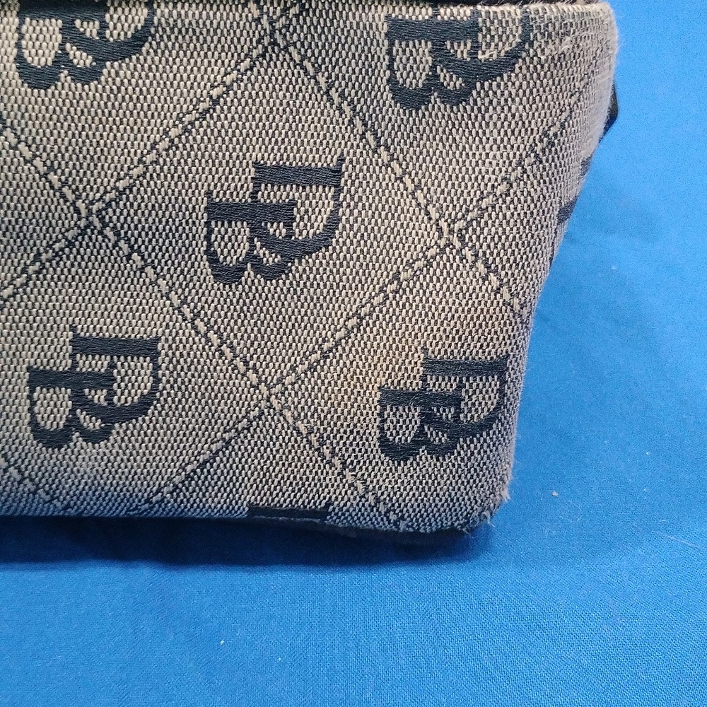 Vintage Dooney & Bourke Monogram Signature Black/Gray Canvas Leather Hobo Bag - Picture 8 of 9